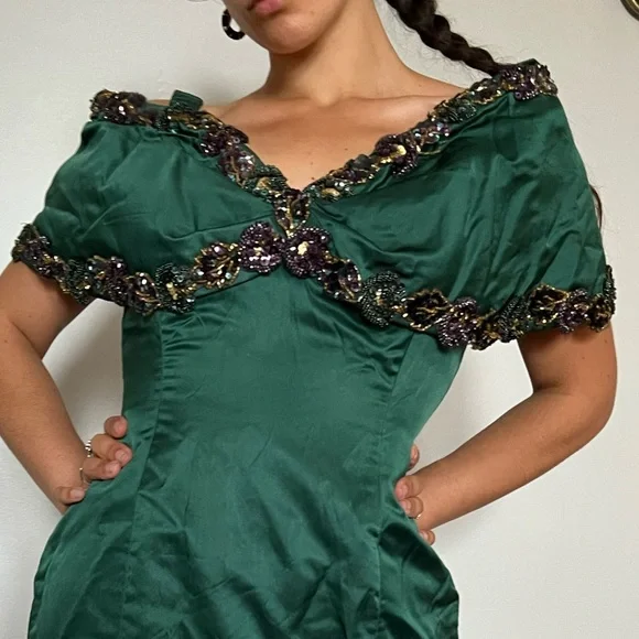 Vintage 1980s puffy sleeve cocktail dress - Picture 2 of 5